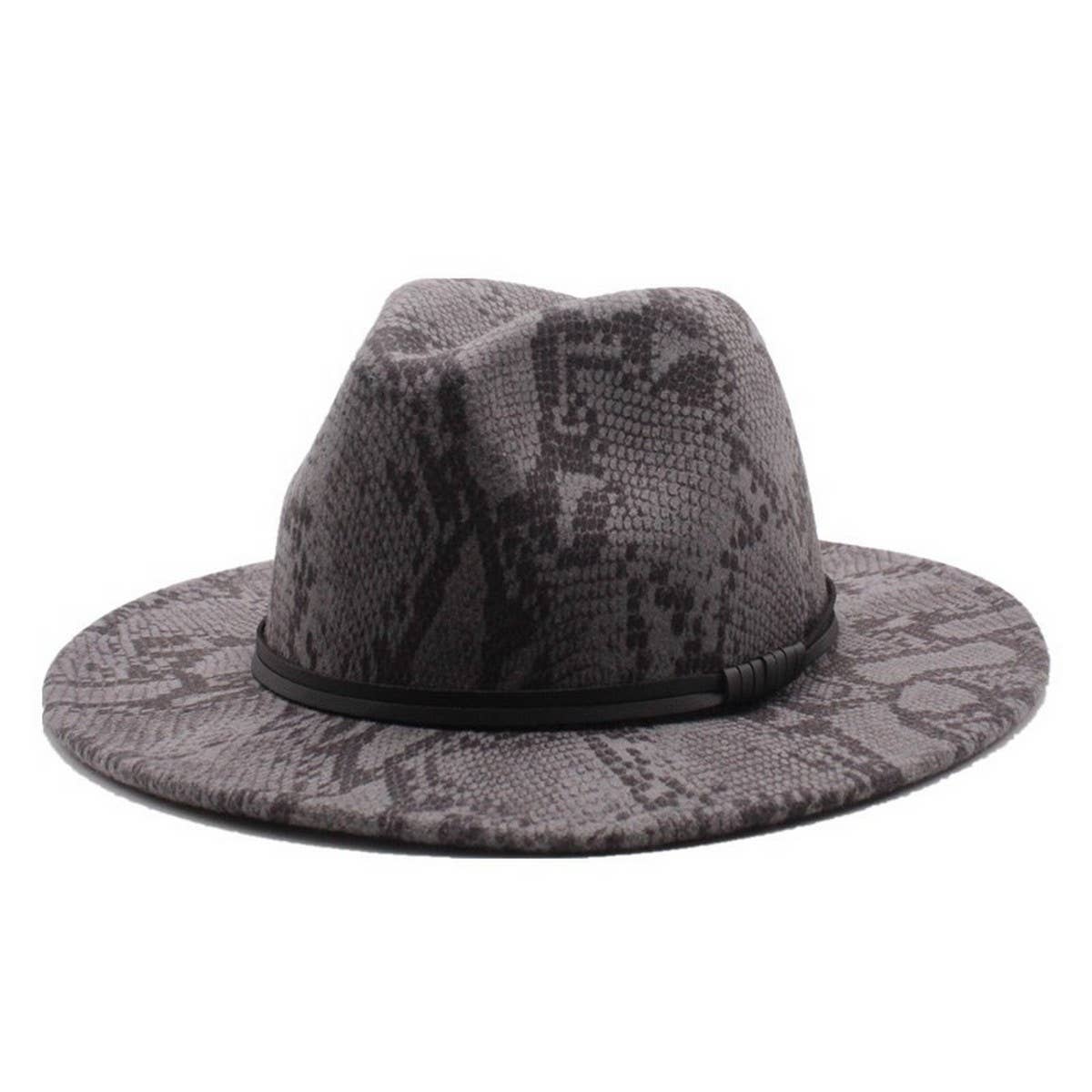 SNAKE PATTERN WOOLEN HAT WITH WIDE BRIM JAZZ HAT_CWAH2595