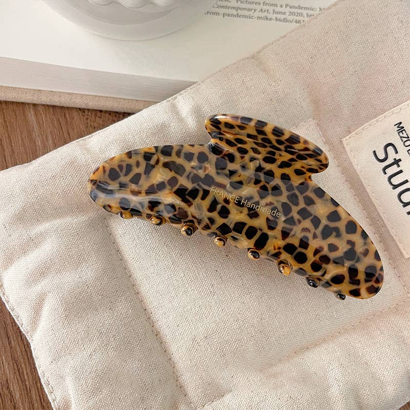 Leopard Print Acetate Clip High-End Back Of Head Clip
