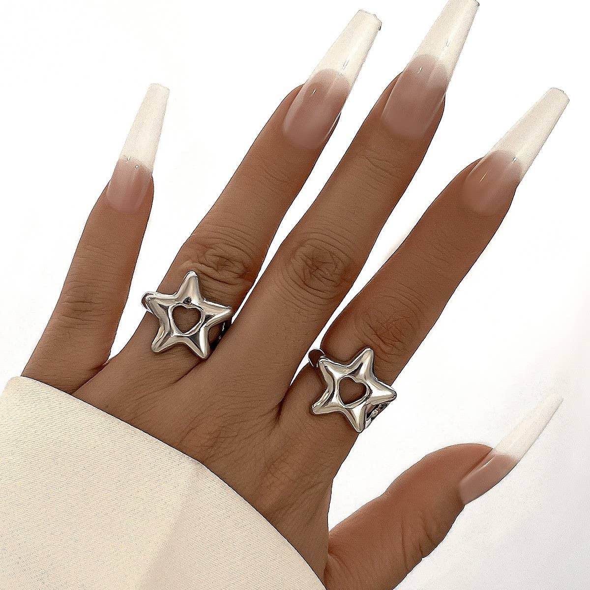 NEW FASHION FIVE POINTED STAR OPEN ALLOY RING_CWMM3238