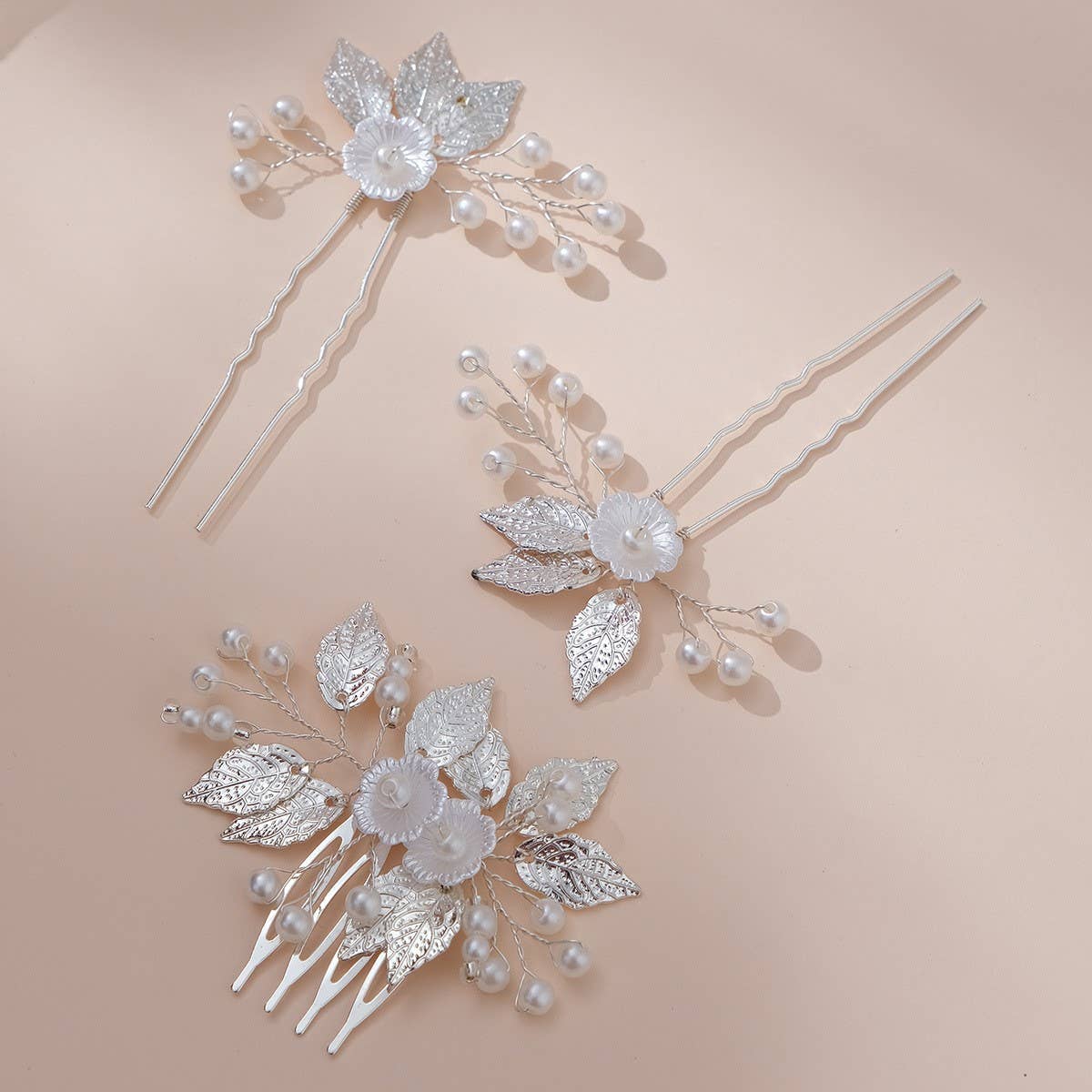 SILVER LEAF PIN BRIDAL HAIR ACCESSORIES_CWAHA2789