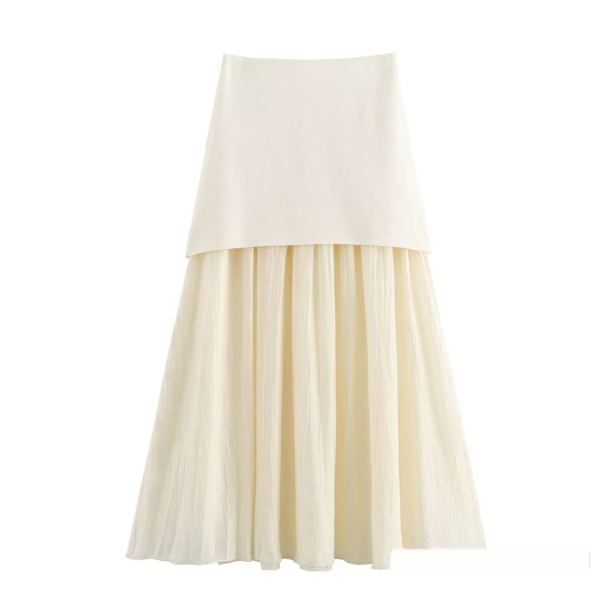 Womens Pleated Skirt With Patchwork, Chic Look_Cwdsd8352