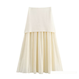 Womens Pleated Skirt With Patchwork, Chic Look_Cwdsd8352