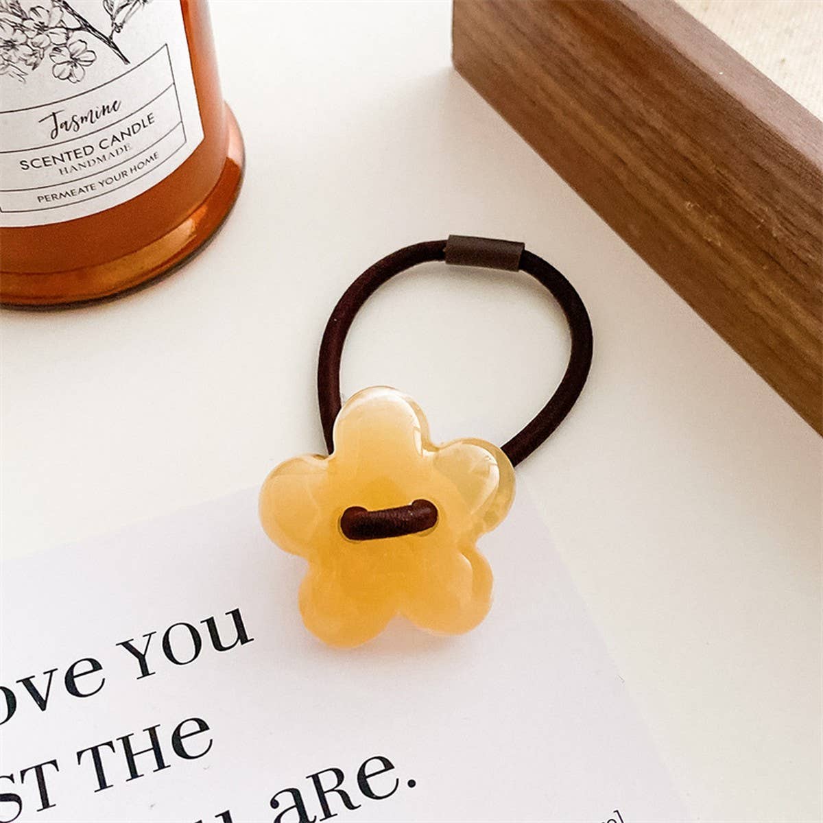 6PCS SET ACRYLIC BEAR FLOWER BOW HAIR TIES_CWAHA0337