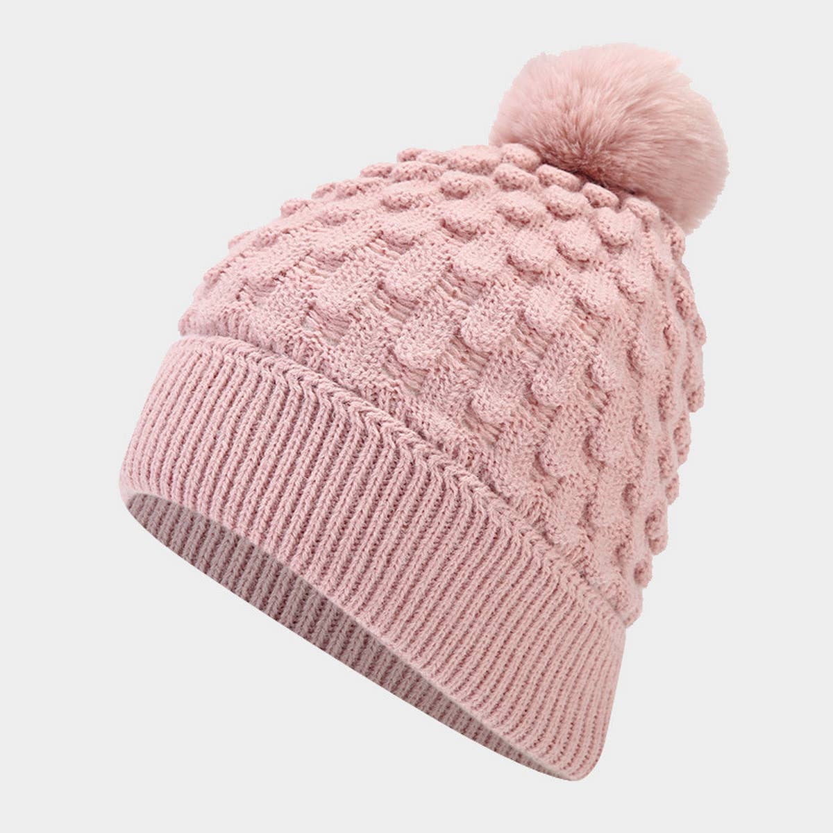 NEW PINEAPPLE PATTERN POM POM KNITTED HAT_CWAH1612