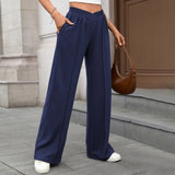 Solid Color Tight-Waist Straight Casual Pants