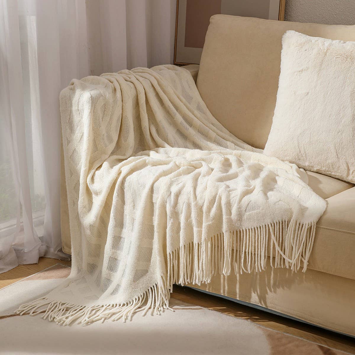 SOFT WARM AND COMFORTABLE TASSEL SOFA BLANKET_CWMM0215