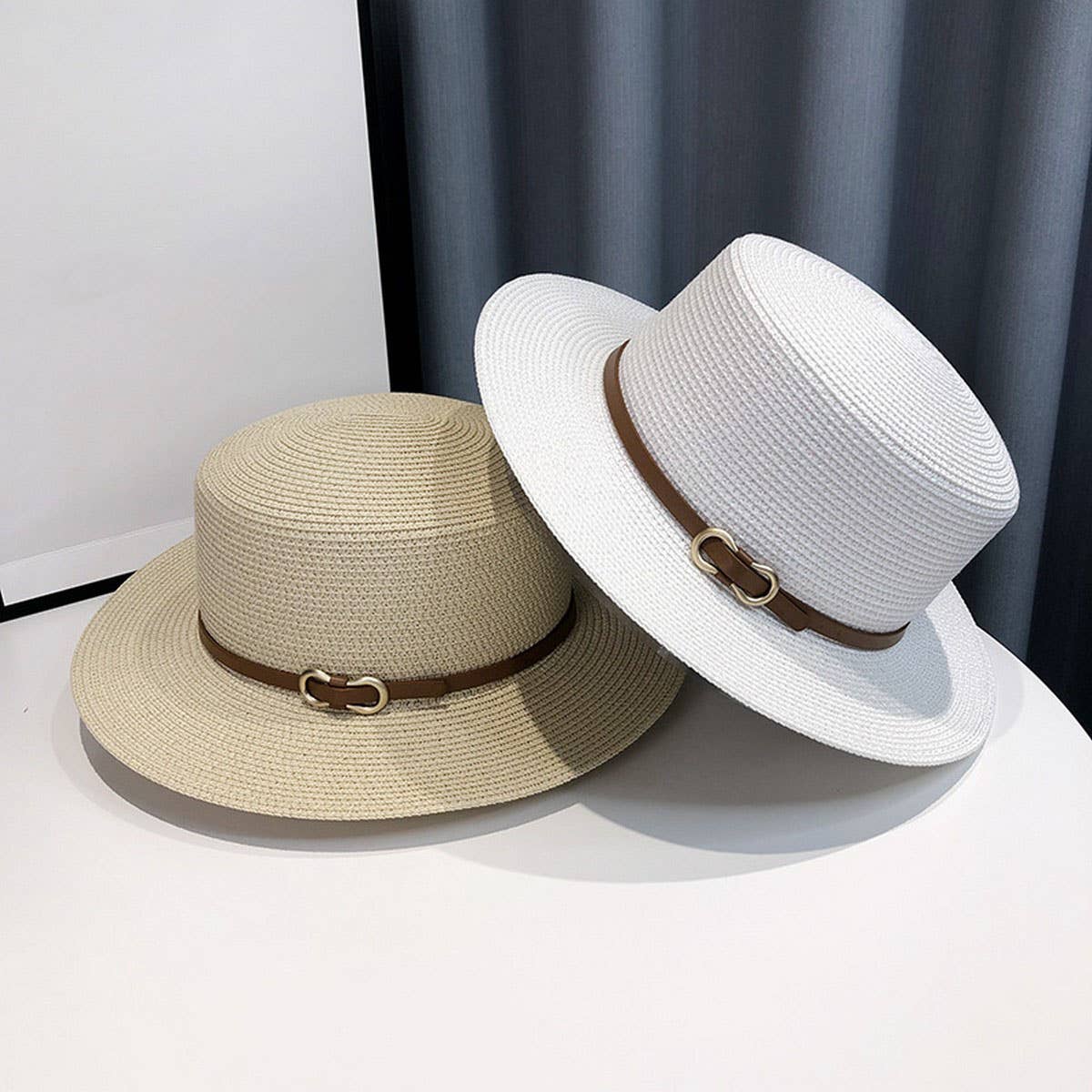 SUMMER BEACH ELEGANT SUN PROTECTION STRAW HAT_CWAH3415
