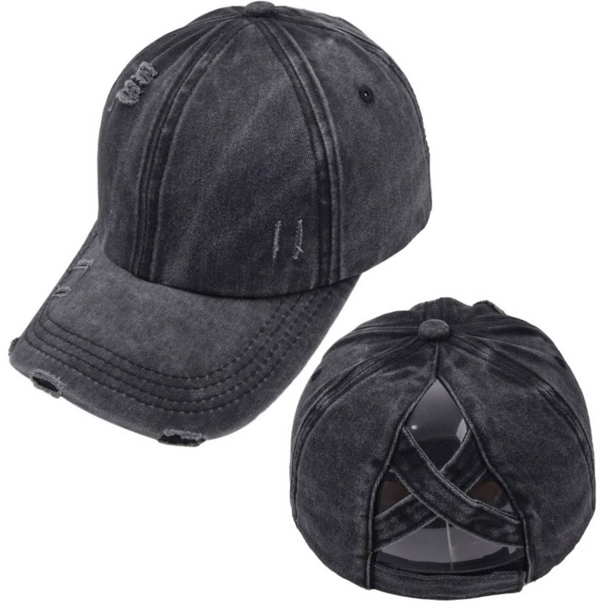 CROSS PONYTAIL BASEBALL CAP VISOR RETRO PEAKED CAP CWAH1220
