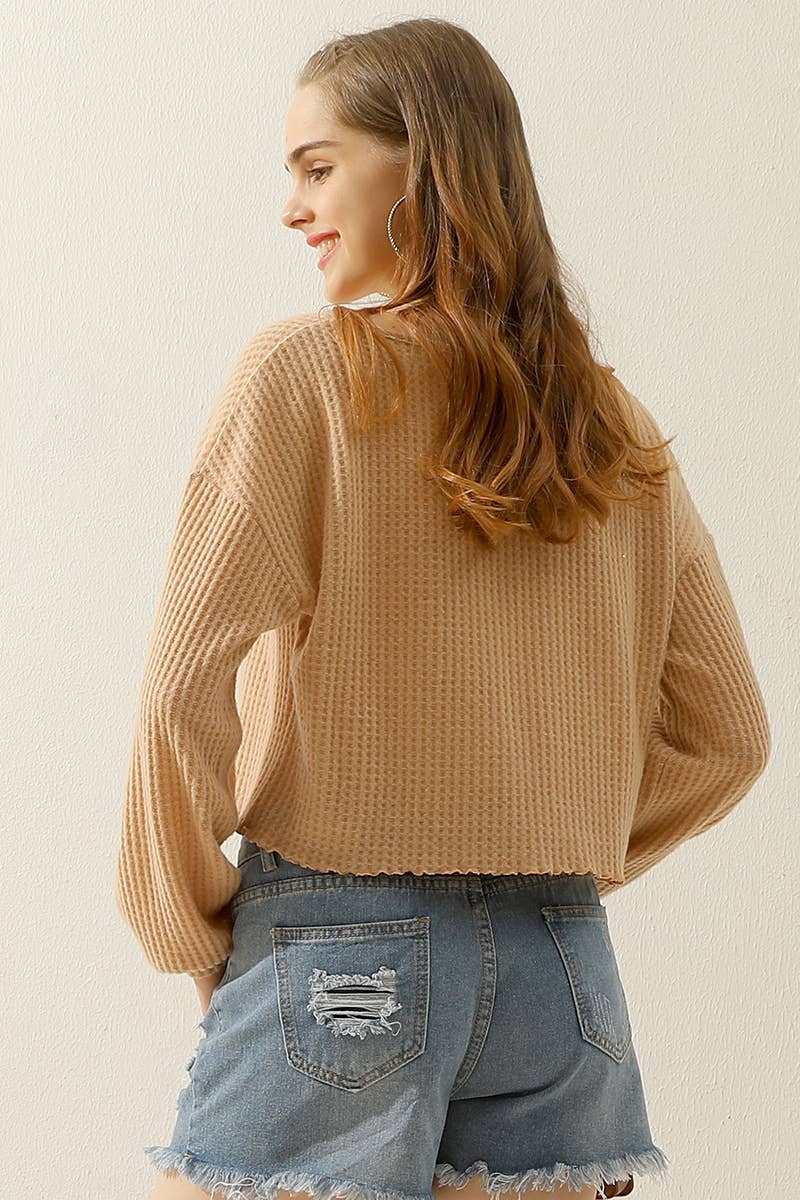 Women V Neck Loose Long Sleeve Blouse_Cwttl1430