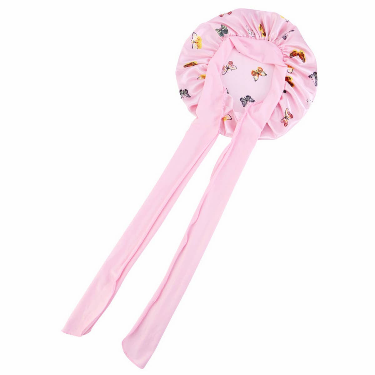 BUTTERFLY PRINT STRETCH NIGHTCAP WITH LONG RIBBON_CWAH1476