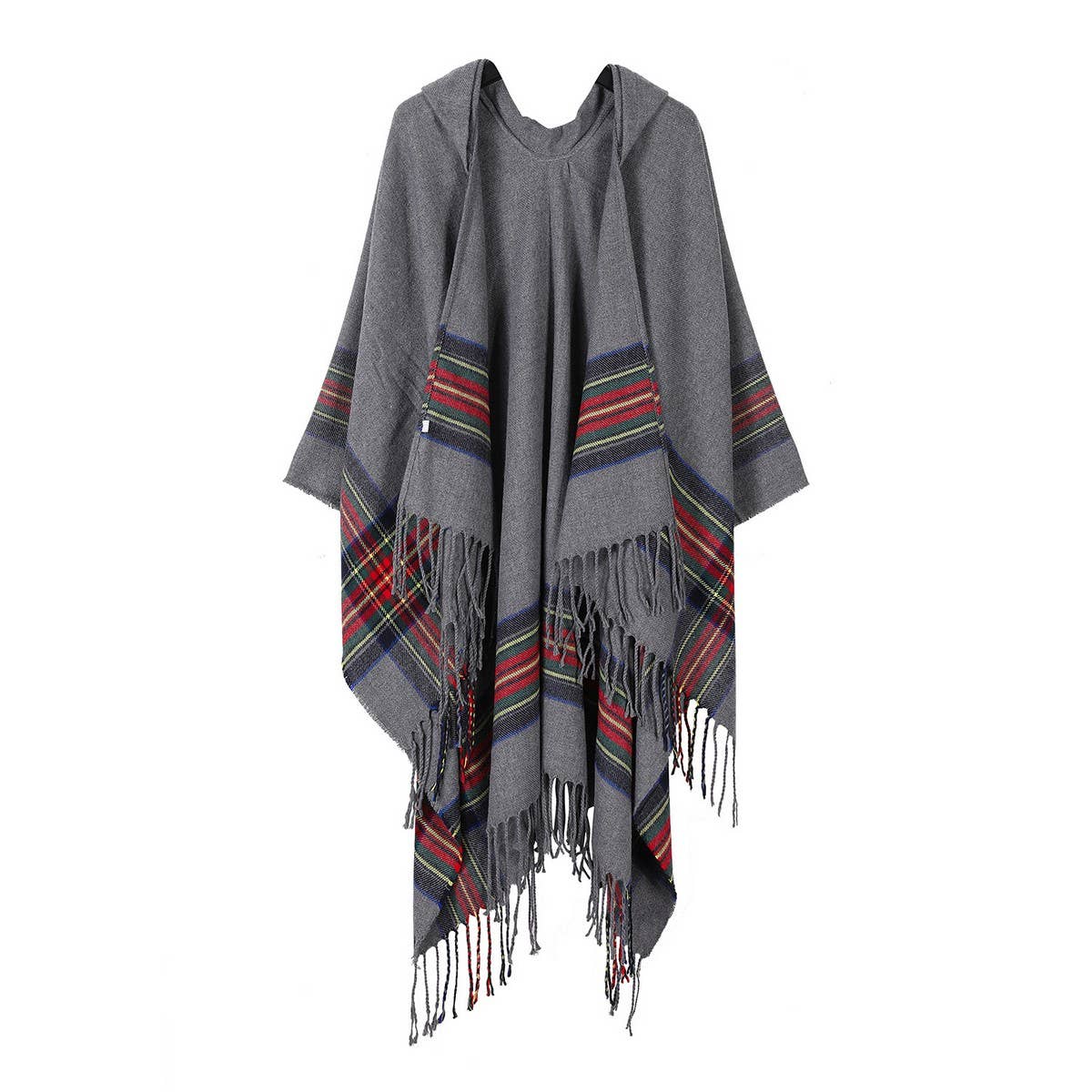 STRIPED TASSEL WARM CLOAK SHAWL SCARF CAPE_CWASC2270