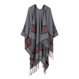STRIPED TASSEL WARM CLOAK SHAWL SCARF CAPE_CWASC2270