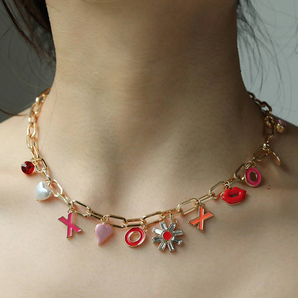 FASHION DESIGN POPULAR FLOWER HEART NECKLACE_CWAJE2847