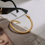 Trendy Hammered Serpent Bangle, 18K Gold Steel
