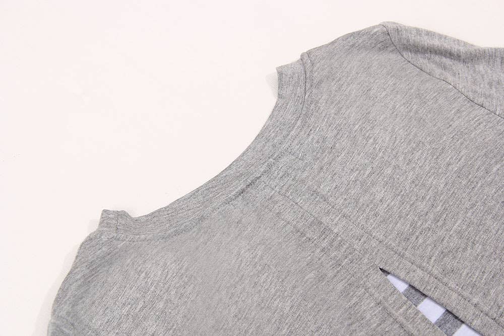 Two Fake Crew-Neck Stretch Striped T-Shirt