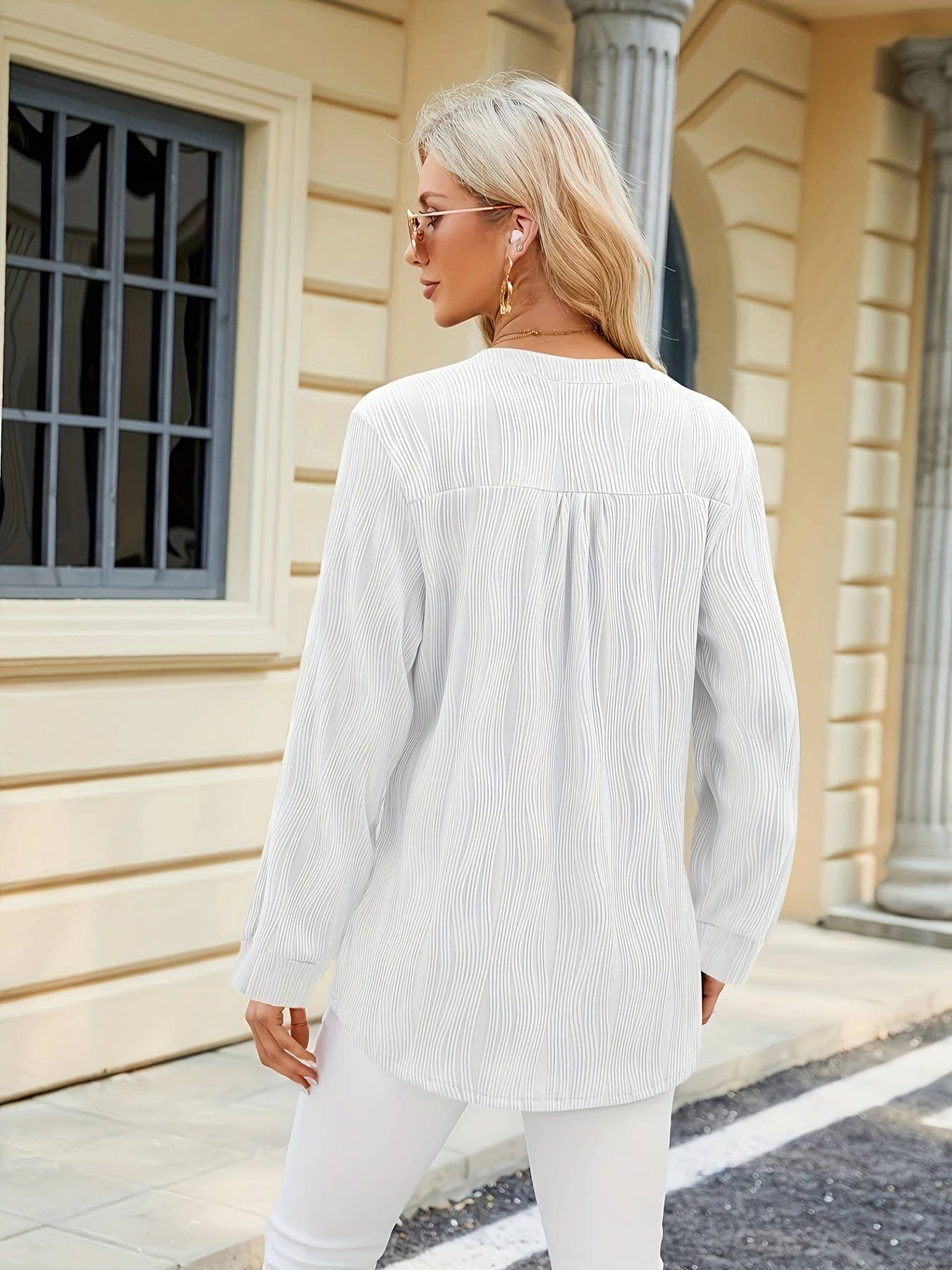 Solid Color Crew Neck Loose Long-Sleeved T-Shirt