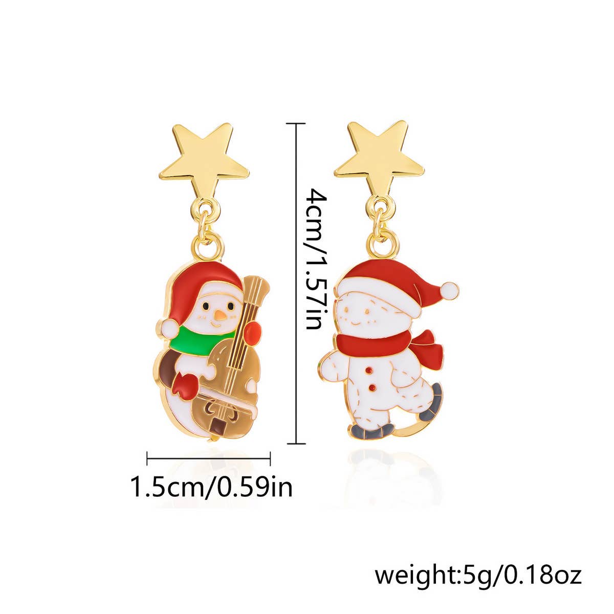 ASYMMETRIC OIL PAINTED CHRISTMAS EARRINGS_CWAJE2391