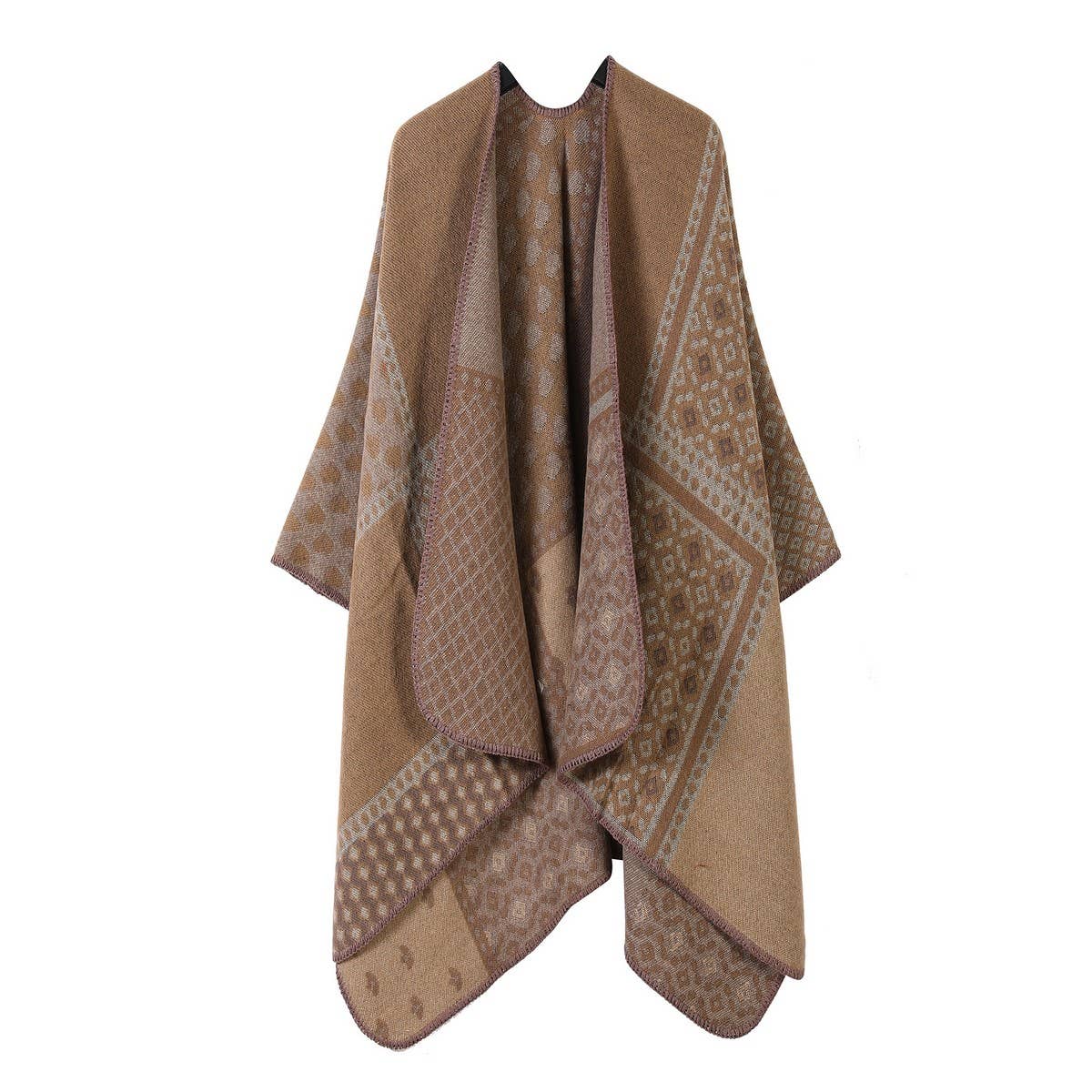 SHAWL SCARF FAUX CASHMERE SLIT CAPE_CWASC2261