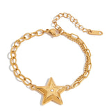 DESIGNER 18K GOLD STAR BRACELET WITH WHITE ZIRCON_CWAJE4714