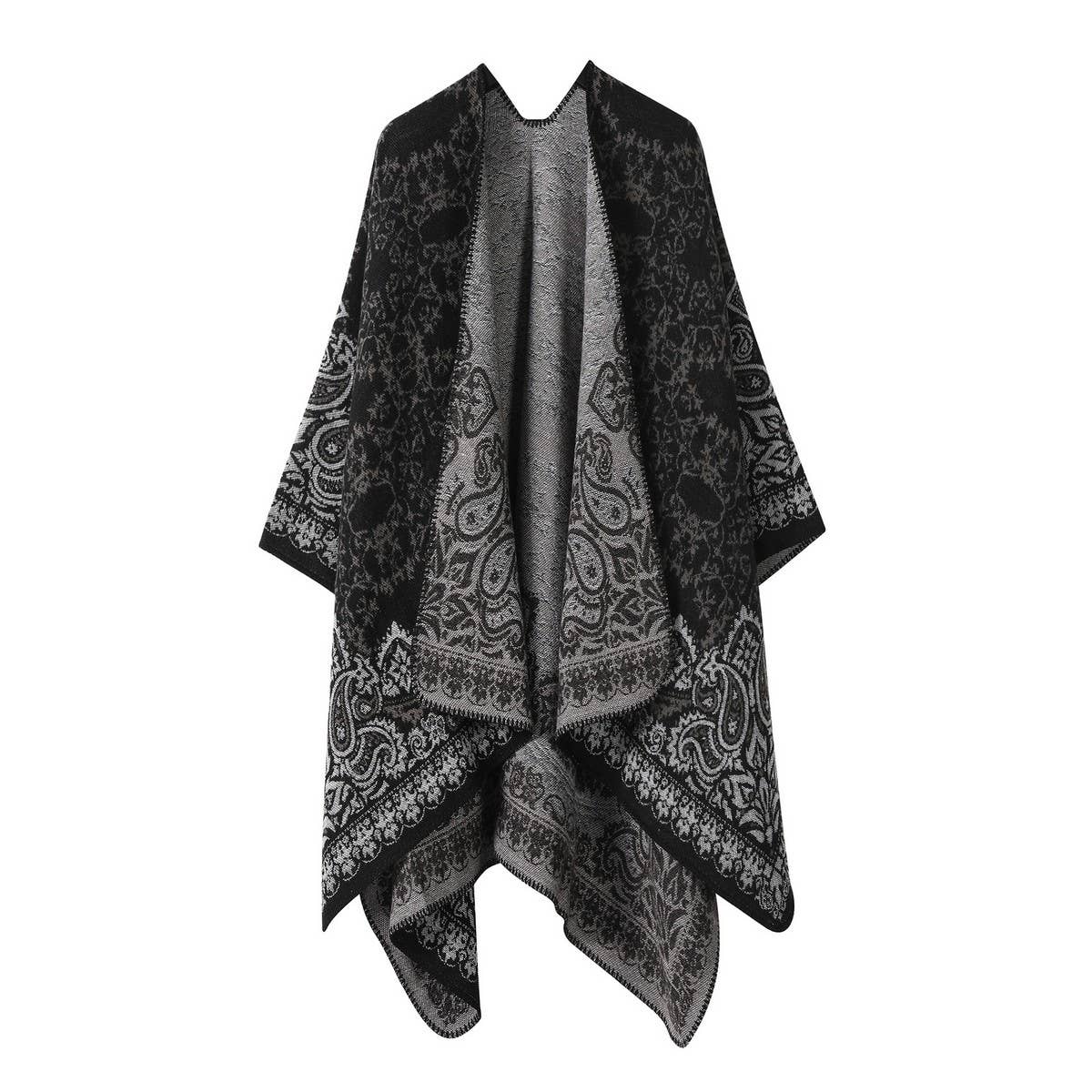 CAPE DARK DOUBLE SIDED WARM OUTER WEAR THICK SHAWL_CWASC2118
