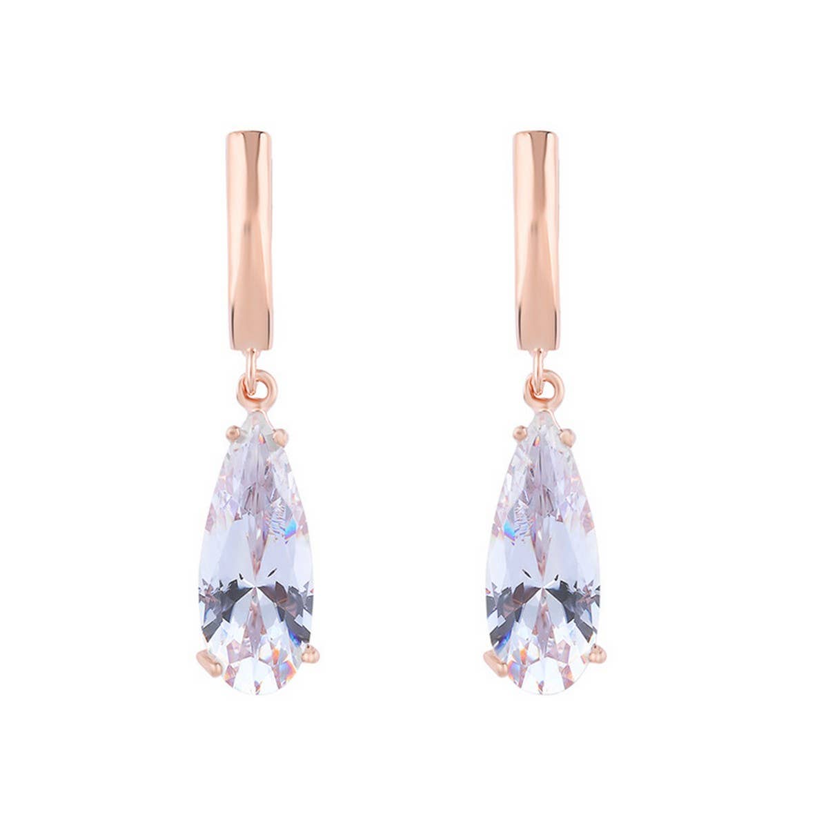 Zircon Jewelry Rose Gold Water Drop Earrings_Cwaje1017