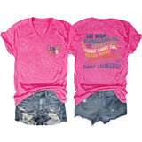 V-Neck And Fun Letters Elegant Womens T-Shirt