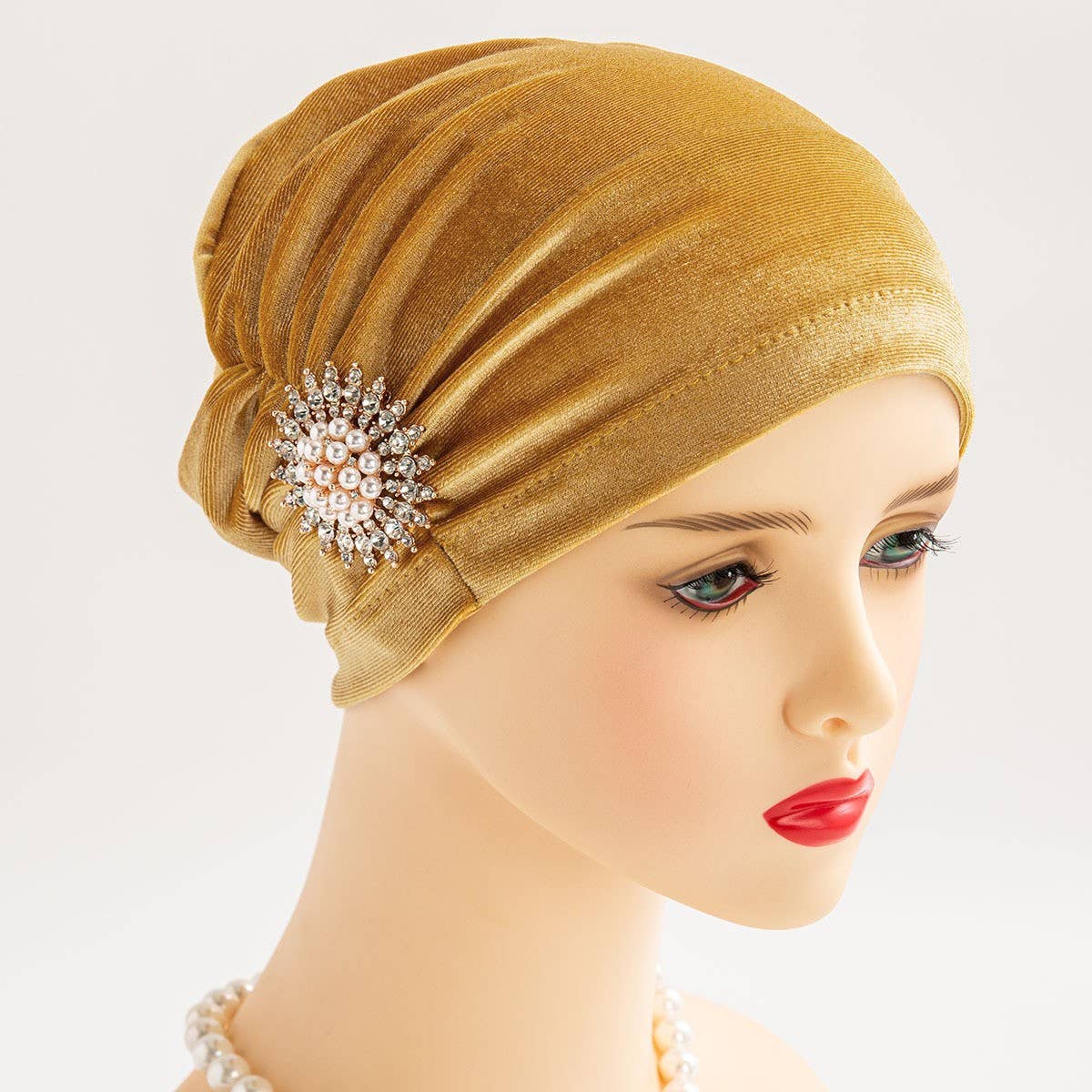 NOBLE RETRO FLANNEL RHINESTONE SUNFLOWER HEADSCARF_CWASC2443