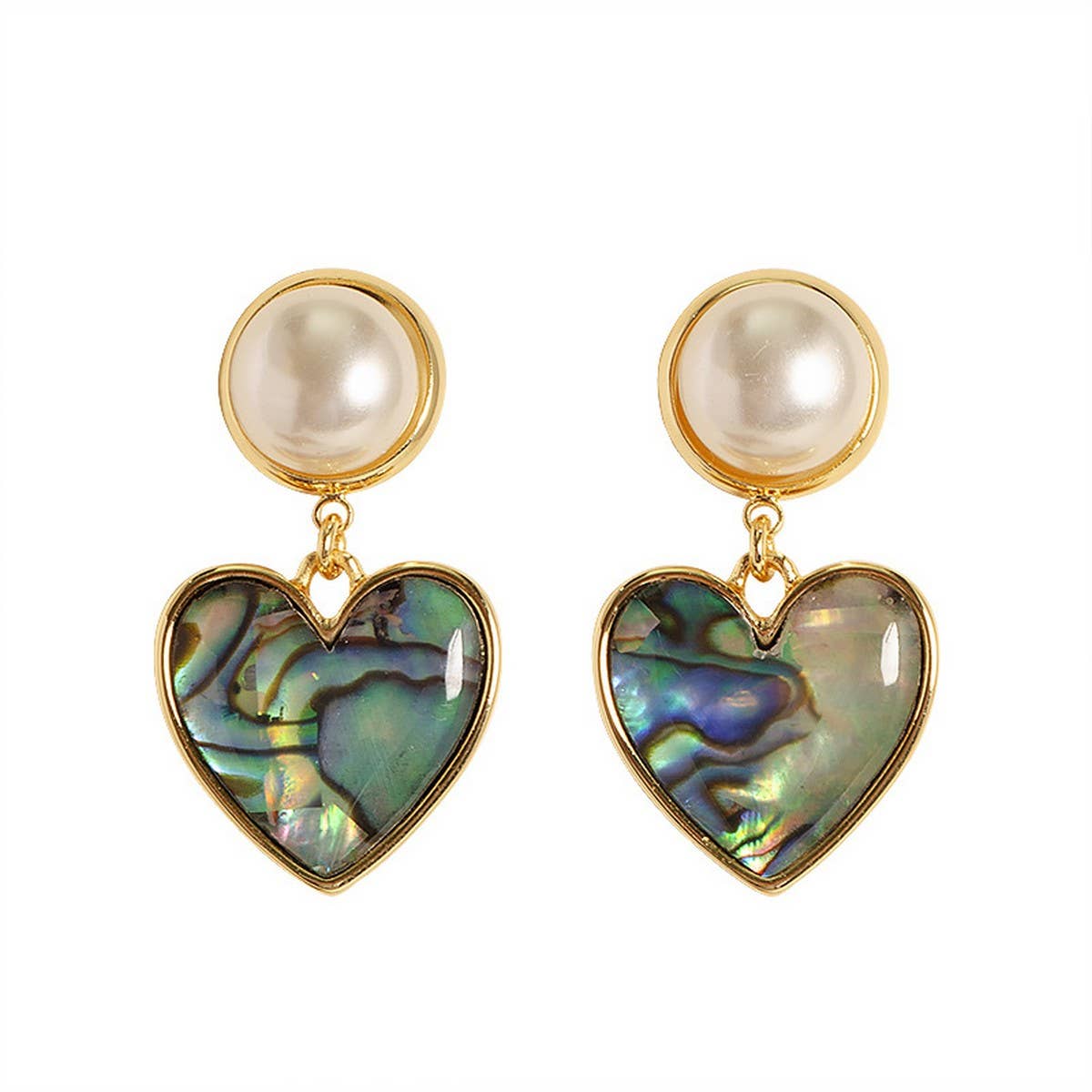 NATURAL ABALONE HEART HEART EARRINGS PEARL EARRINGS_CWMM4355