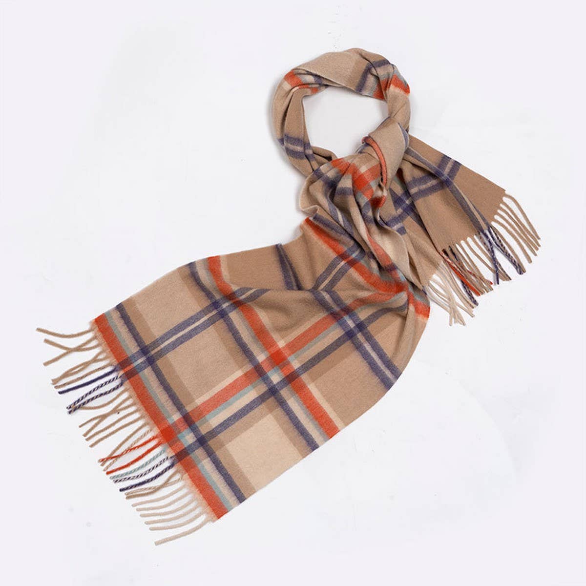100% WOOL PLAID SCARF SOFT REVERSIBLE WRAP_CWASC2348