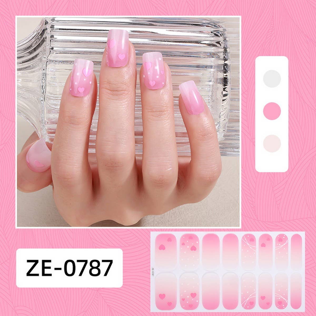 Valentine Pink Heart Lip Nail Stickers_Cwmm11217