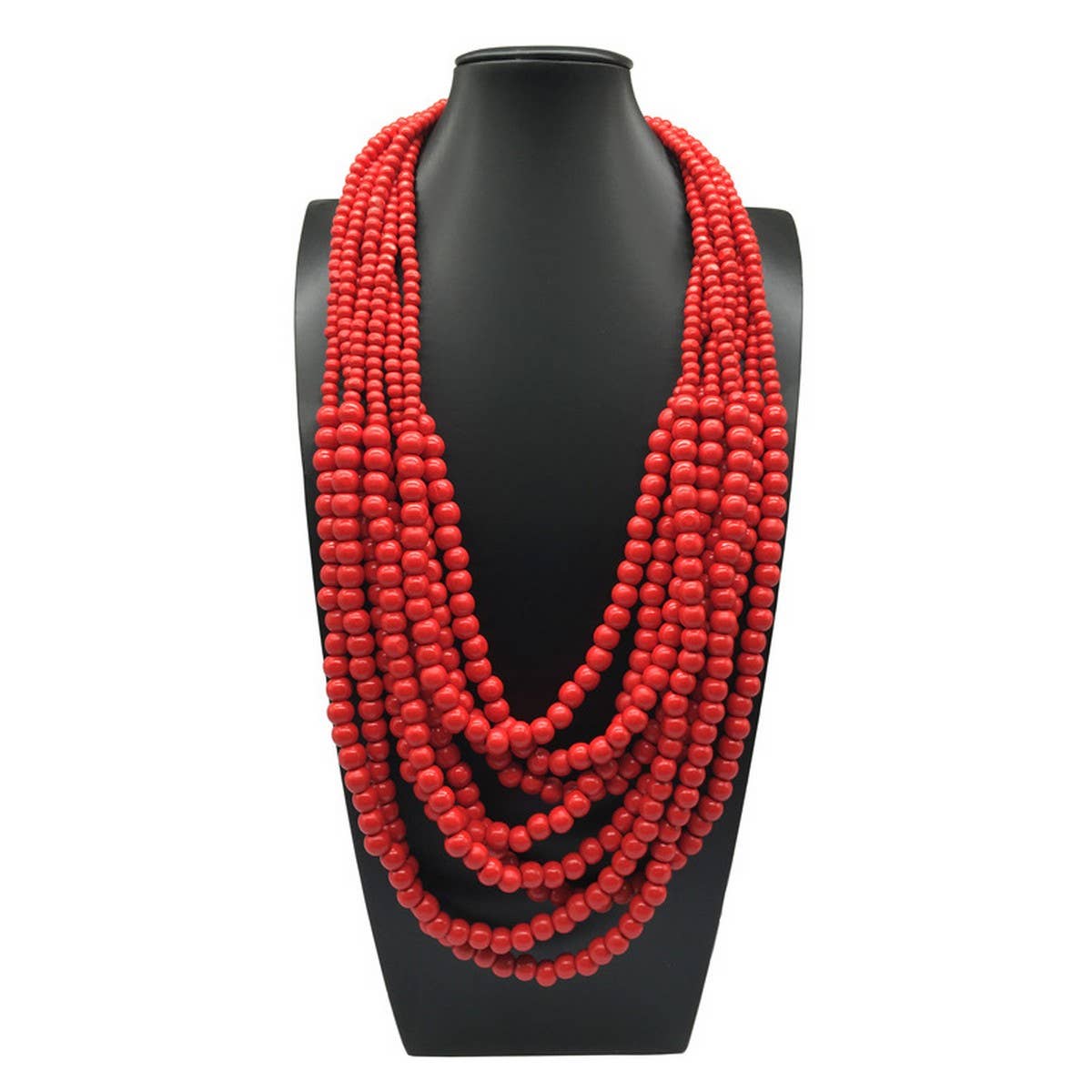 BOHEMIAN MULTI LAYERED WOODEN BEADS NECKLACE_CWMM4737