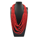 BOHEMIAN MULTI LAYERED WOODEN BEADS NECKLACE_CWMM4737