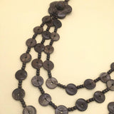 COCONUT SHELL FLOWER MULTI LAYER BEADED NECKLACE_CWMM4959