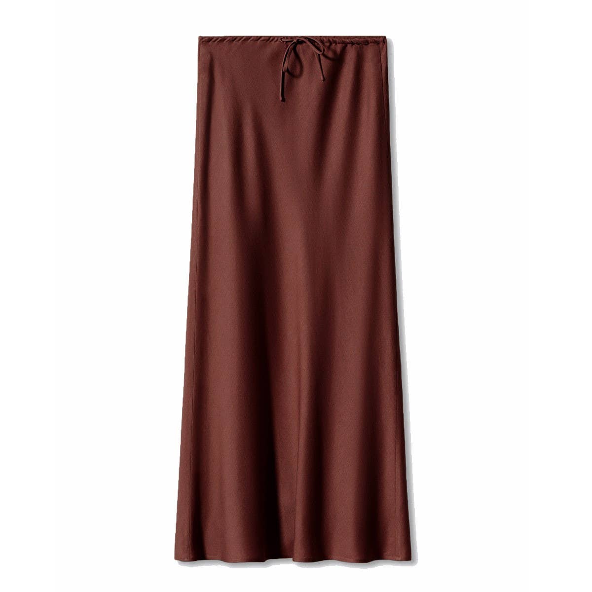 SATIN LONG SKIRT HIGH WAIST DRAWSTRING SKIRT_CWAB4792