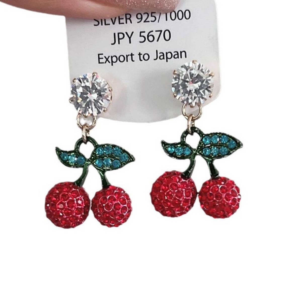 CUTE RED ZIRCON CHERRY EARRINGS_CWAJE1455