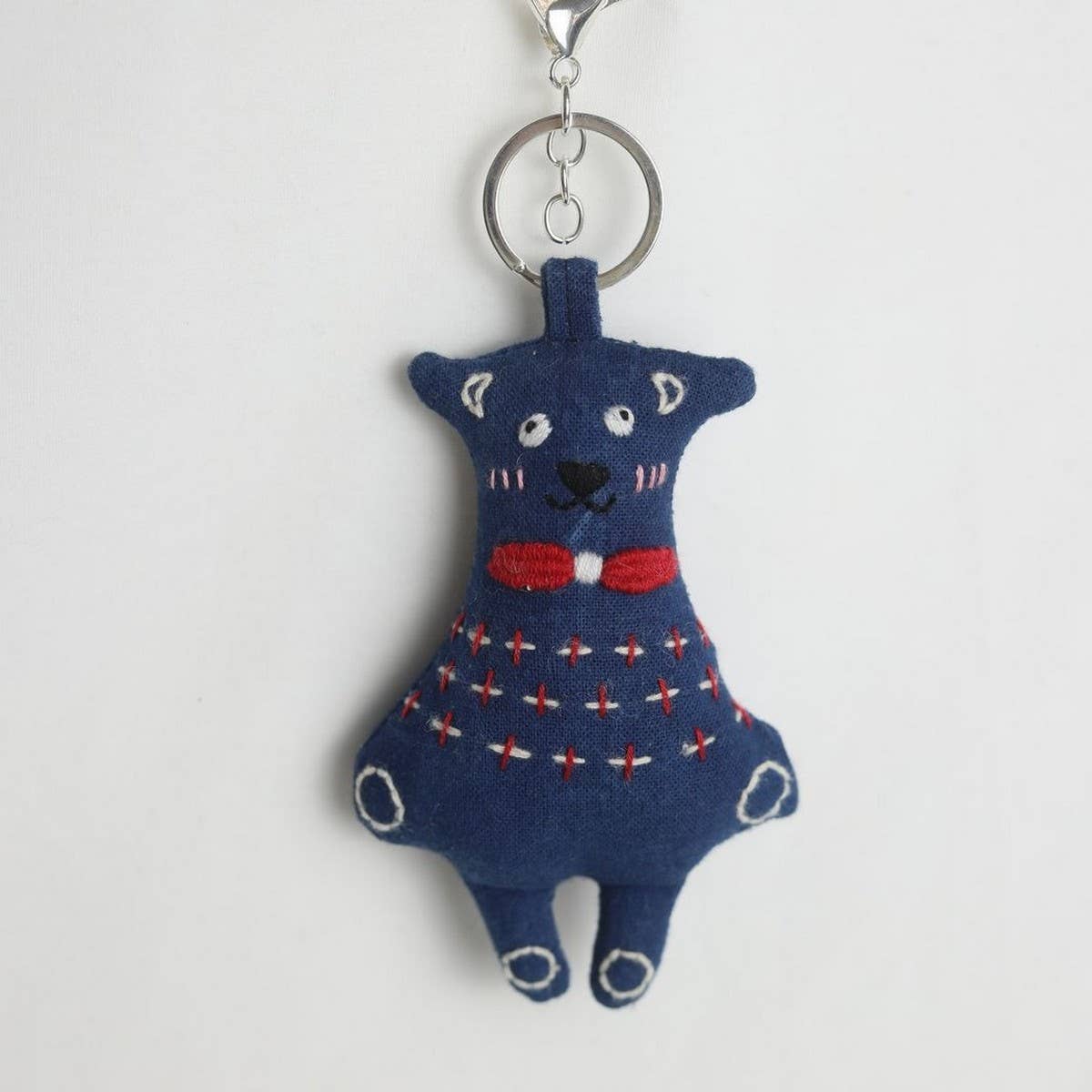 HAND EMBROIDERED RED BOW TIE PLUSH CHARM_CWMM6015