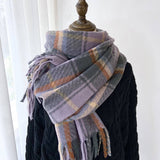 Plaid Thick Scarf Winter Warm Shawl With Tassels_Cwasc1462