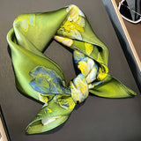 OIL PAINTING FLORAL SILK SQUARE SCARF FOR SUMMER_CWASC0627