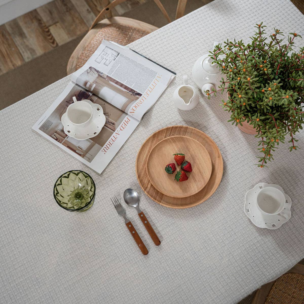 Waffle Tassel Solid Color Dining Table_Cwmm0971