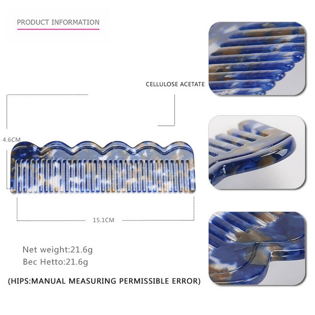 GRADIENT TEETH ACETATE COMB LEOPARD PRINT HAIRCOMB_CWAHA4192