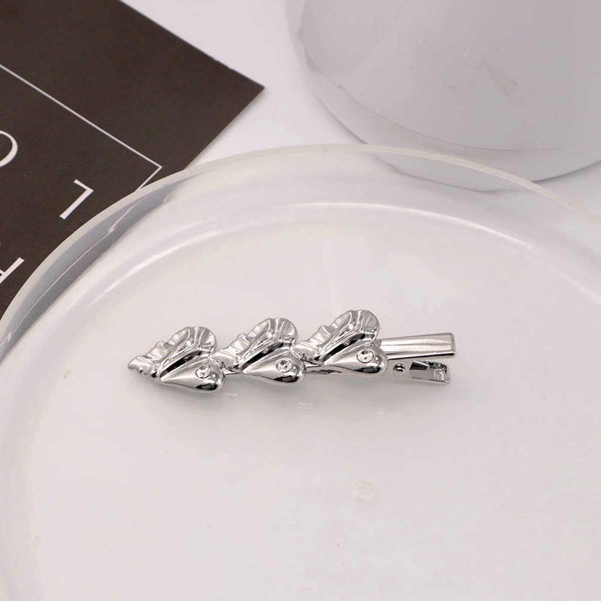 METAL ROSE HAIRPIN SIDE BANGS DUCKBILL CLIP_CWAHA4646