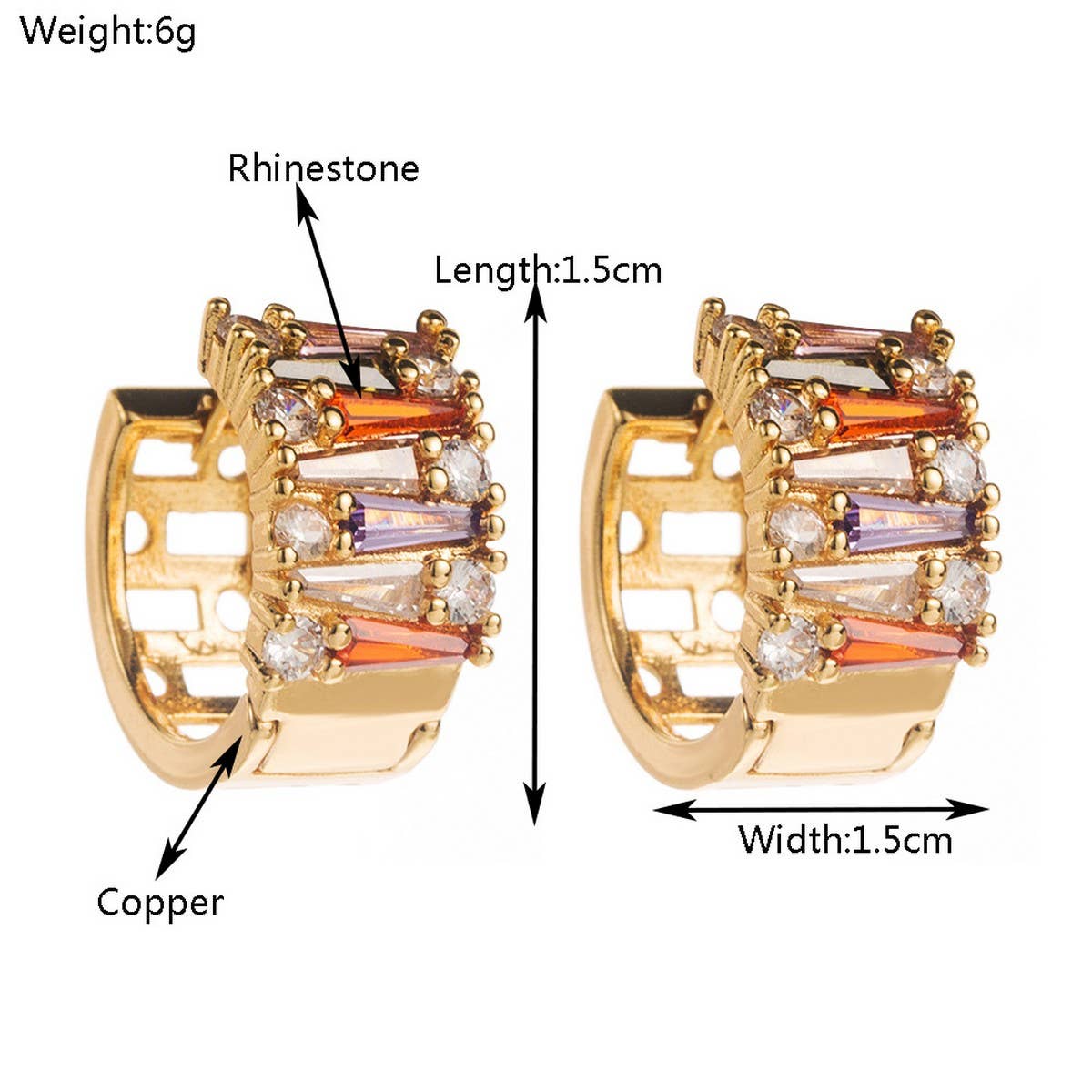 COLORFUL GOLD PLATED HOOP EARRINGS LUXURY DESIGN_CWMM8529