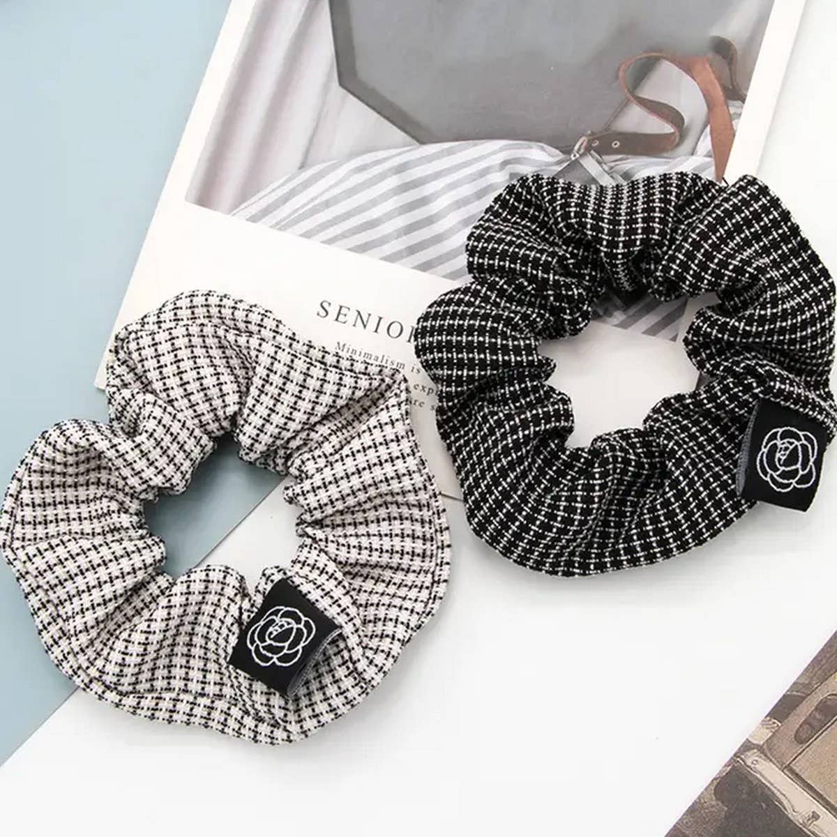 2PCS HAIR TIE PLAID PATTERN SCRUNCHIE_CWAHA0181