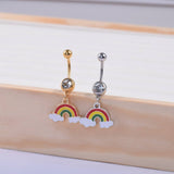 RAINBOW DANGLE BELLY RING STAINLESS STEEL CZ_CWMM9331