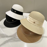 SUMMER DOME PEARL STRAW HAT FOR WOMEN_CWAH3580