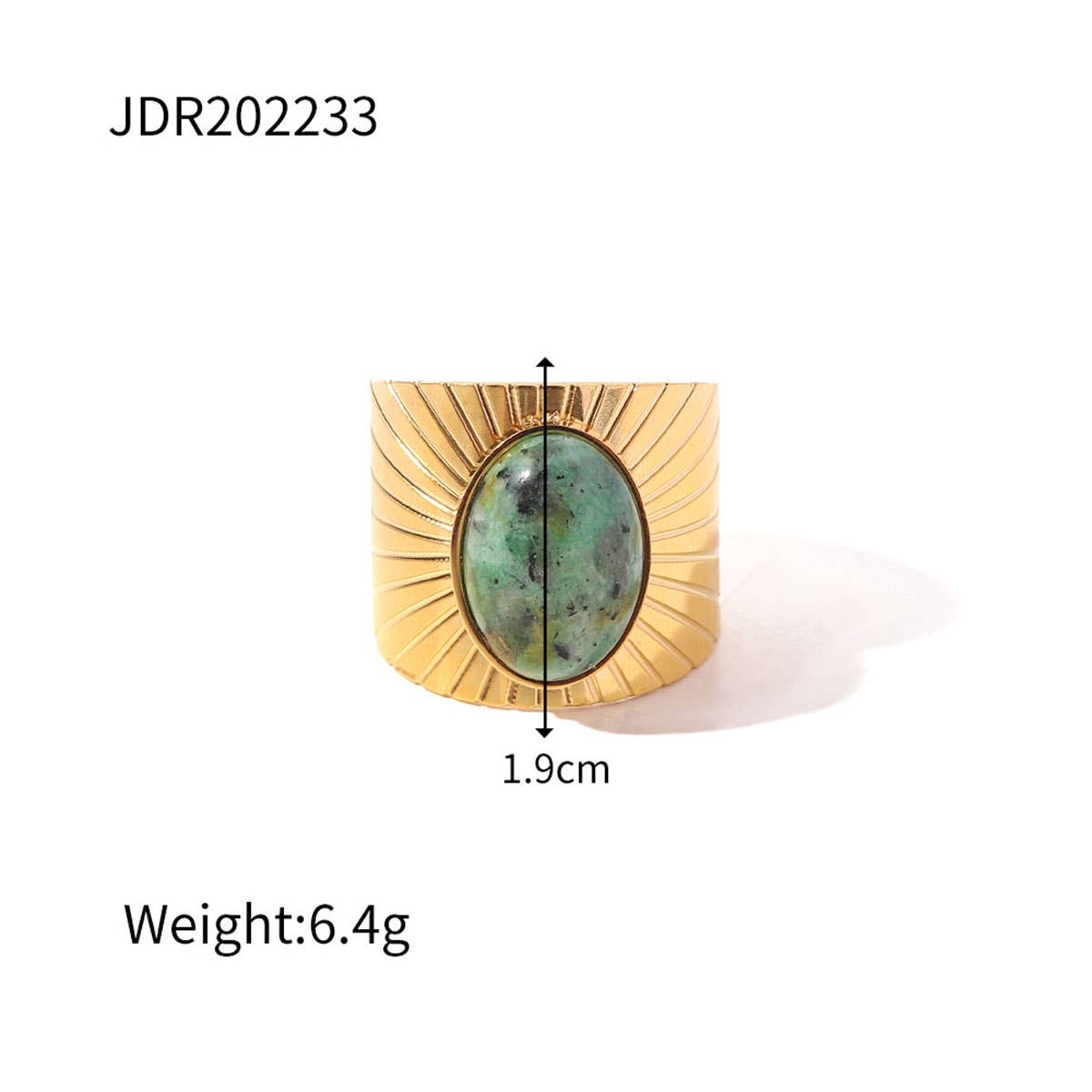 GOLD STAINLESS STEEL INLAID NATURAL STONE RINGS_CWAJE0611