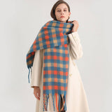 PLAID WINTER SCARF THICK SOFT LONG TASSEL WRAP_CWASC0983