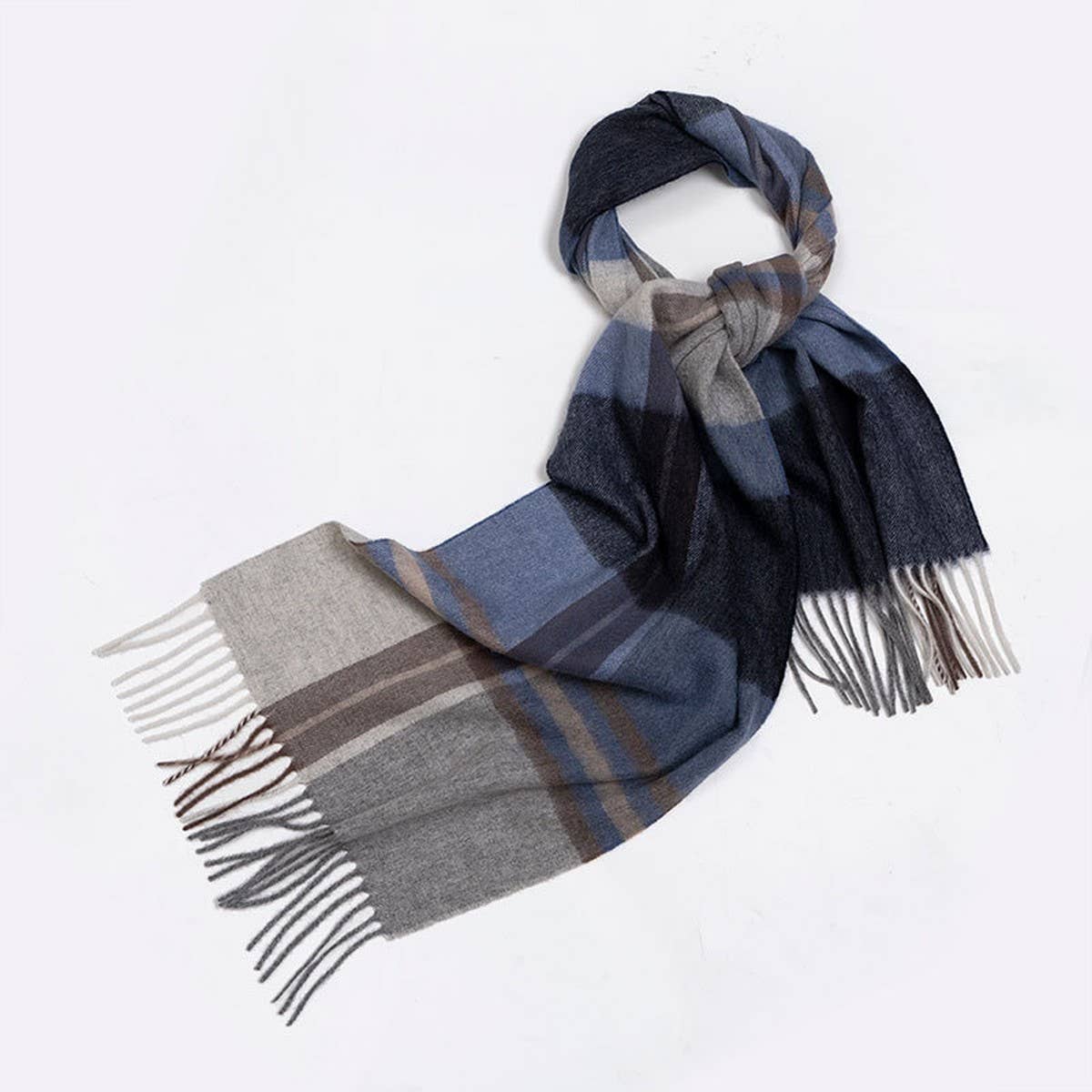 100% WOOL PLAID SCARF SOFT REVERSIBLE WRAP_CWASC2348