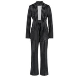 Wide-Leg Trousers Casual Striped Suit Two-Piece