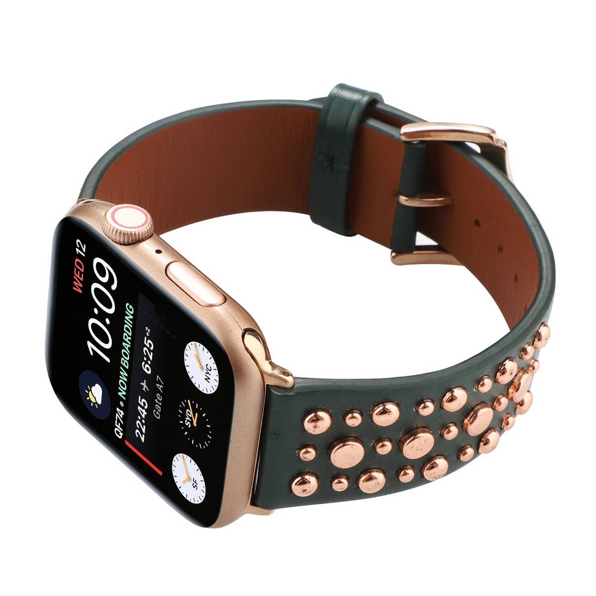 IWATCH9 1IWATCH8 GOLD RIVET GENUINE LEATHER STRAP_CWWW0078